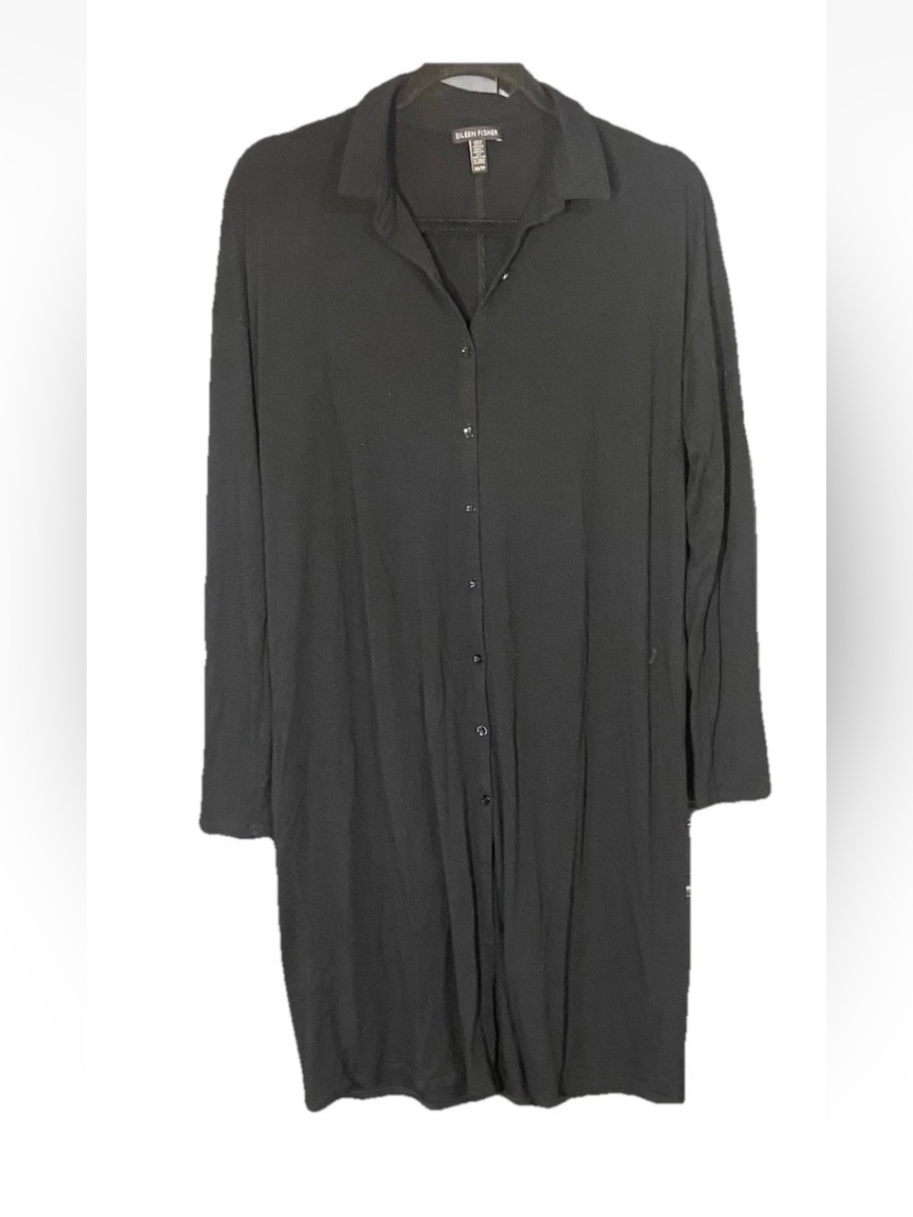 Eileen Fisher Dress Black Viscose Jersey Button Down Dress Slinky Capsule XS